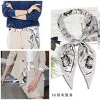 Foulard Soie Femme Imprimé Bleu — Satin Élégant Multifonction