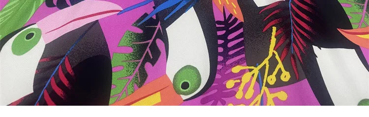 Tissu Coton Été Imprimé Floral Oiseau - Matériau Robe Plage Resort Femme 145cm