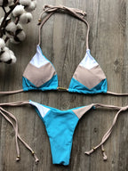 Bikini Sexy Multicolore Push-Up Femme - Maillot de Bain Côtelé Brésilien Deux Pièces