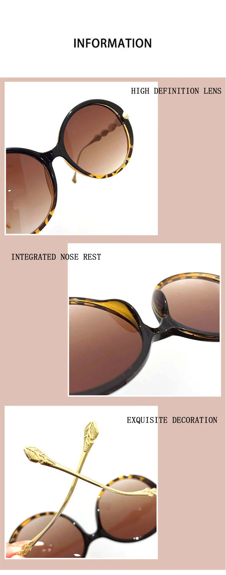 Lunettes de Soleil Femme Rondes Oversize — Luxury Vintage Fashion UV400