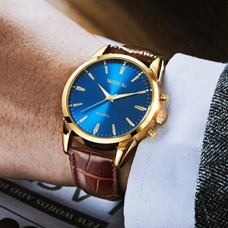 Montre Homme Quartz Cuir Chronographe — Fashion Sport Élégant