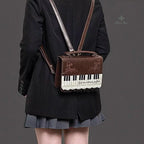 Sac Bandoulière Vintage Piano – Style Esthétique & Panneau Transparent