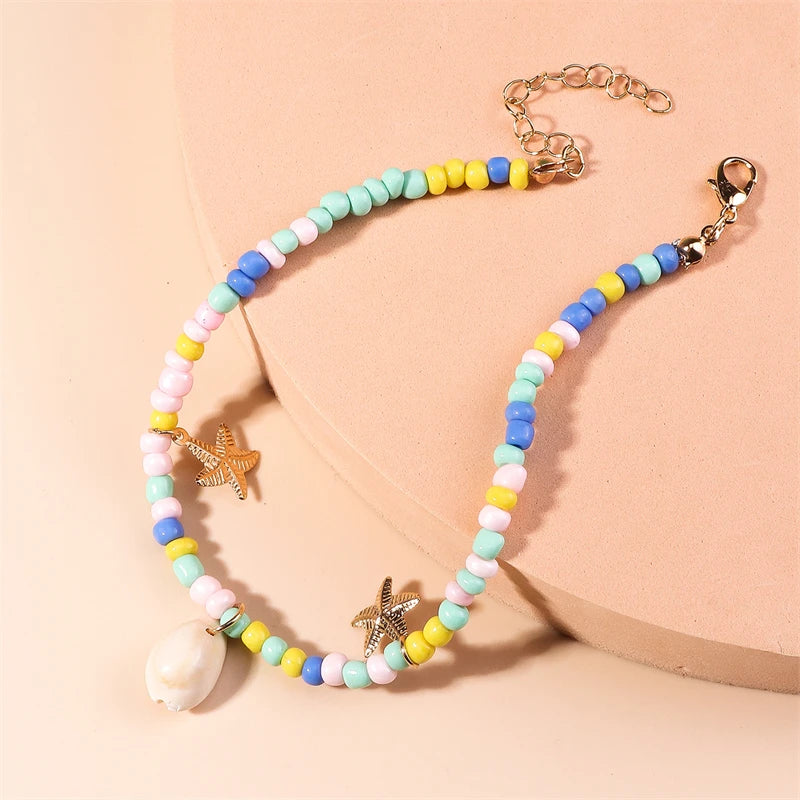 Bracelet de Cheville Bohème Perlé - Bijou de Pied Brodé