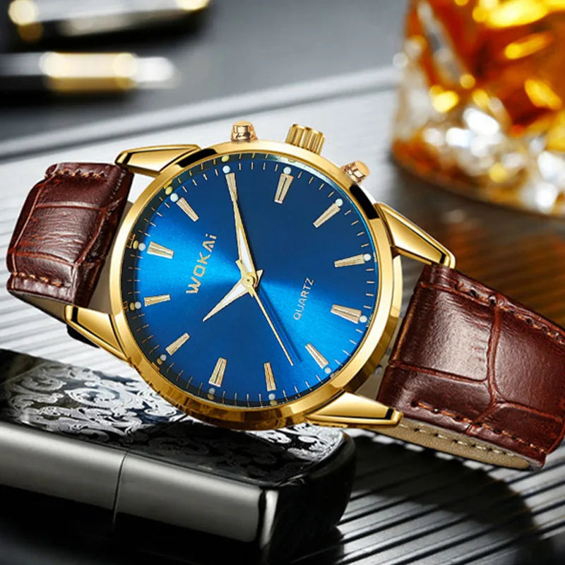 Montre Homme Quartz Cuir Chronographe — Fashion Sport Élégant
