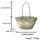 Hand-woven straw beach bag - Large capacity gradient travel bag for women