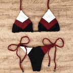 Bikini Sexy Multicolore Push-Up Femme - Maillot de Bain Côtelé Brésilien Deux Pièces