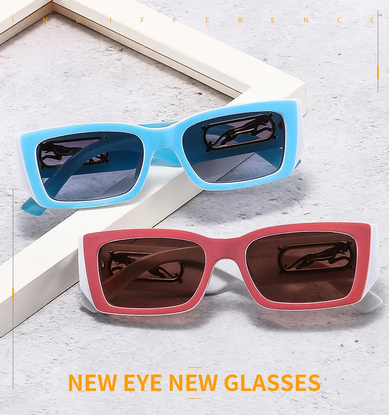 Lunettes de Soleil Rectangulaires Petites Unisexe — Vintage UV400 Travel