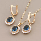 Juego de joyas para mujer de circonita dorada — Collar de 45 cm + Pendientes vintage para boda