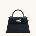 Women's Genuine Leather Black Handbag — Crossbody Shoulder Bag 28x18x10 cm