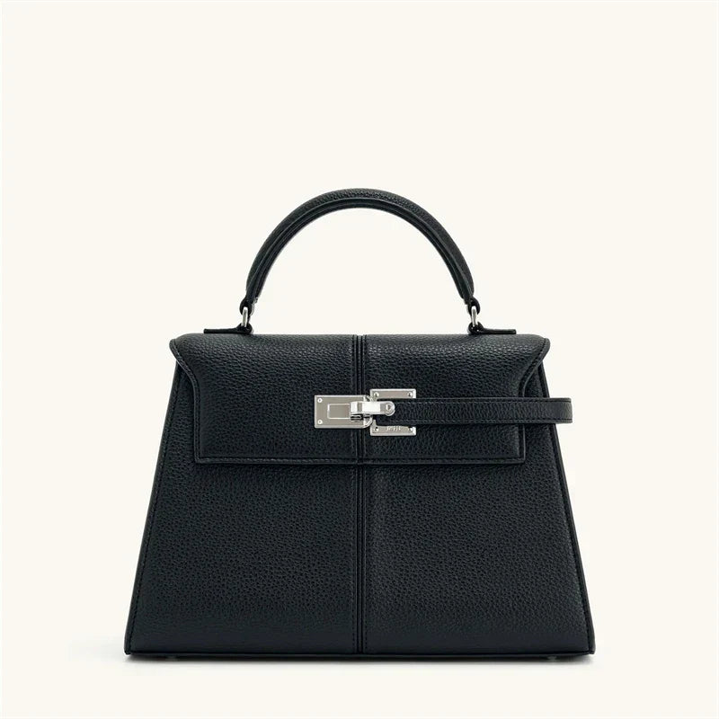 Sac à Main Femme Cuir Véritable Noir — Sac Bandoulière Crossbody 28x18x10 cm