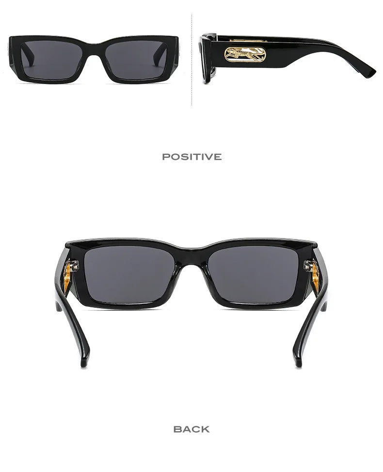 Lunettes de Soleil Rectangulaires Petites Unisexe — Vintage UV400 Travel