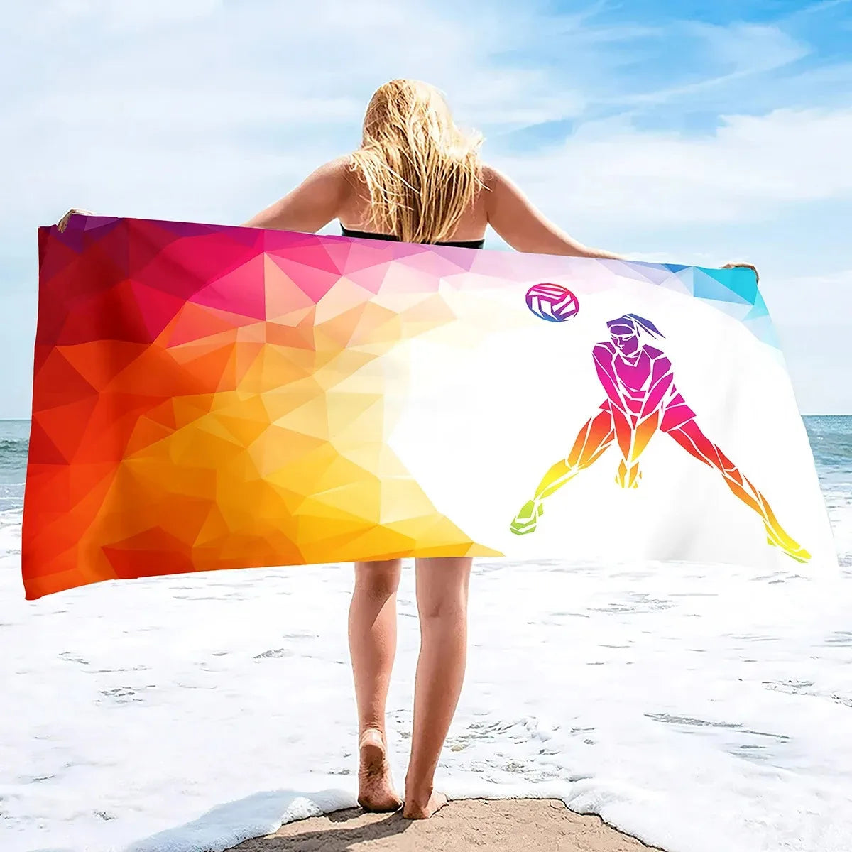 Serviette de Plage Volleyball Microfibre - Séchage Rapide Anti-Sable Absorbante