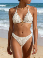 Bikini sexy con volantes para mujer 2026 - Traje de baño de dos piezas de tiro bajo para la playa de verano