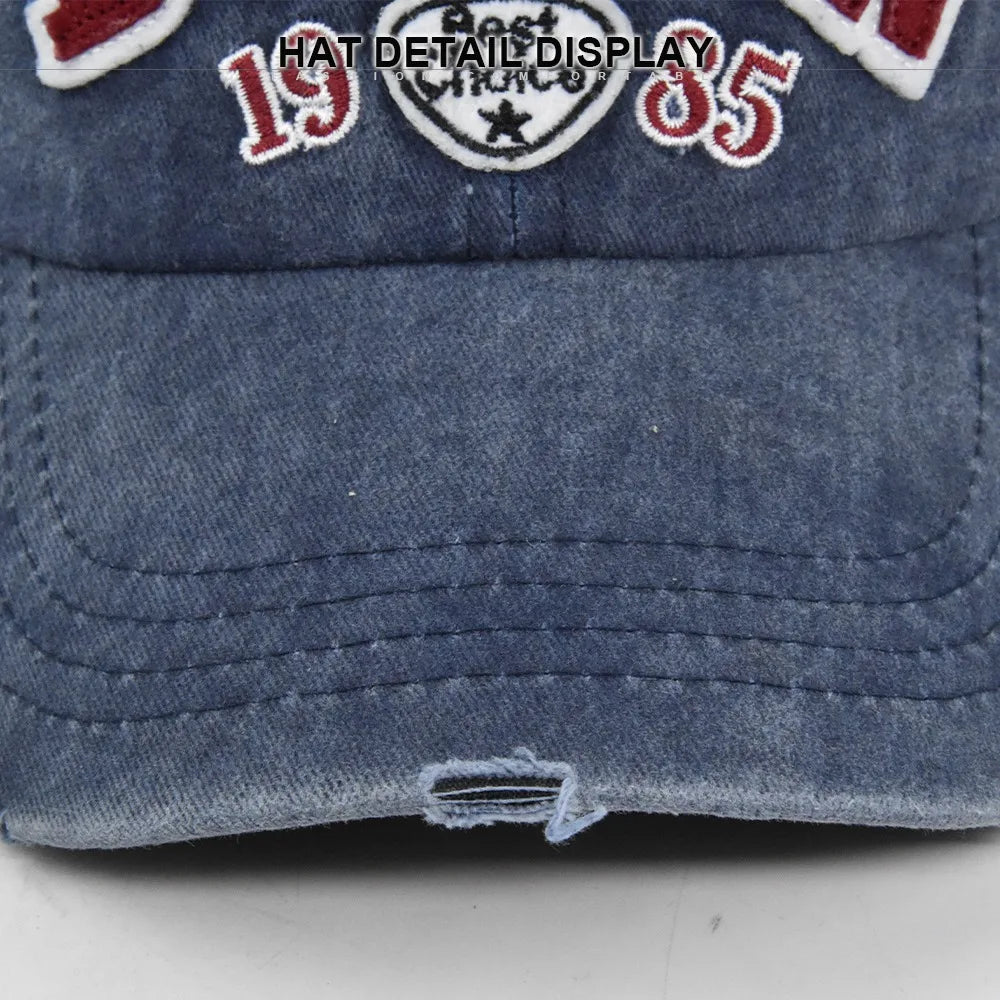 Casquette Baseball BOSTON Rétro Brodée - Chapeau Soleil Hip Hop Printemps Automne Ajustable