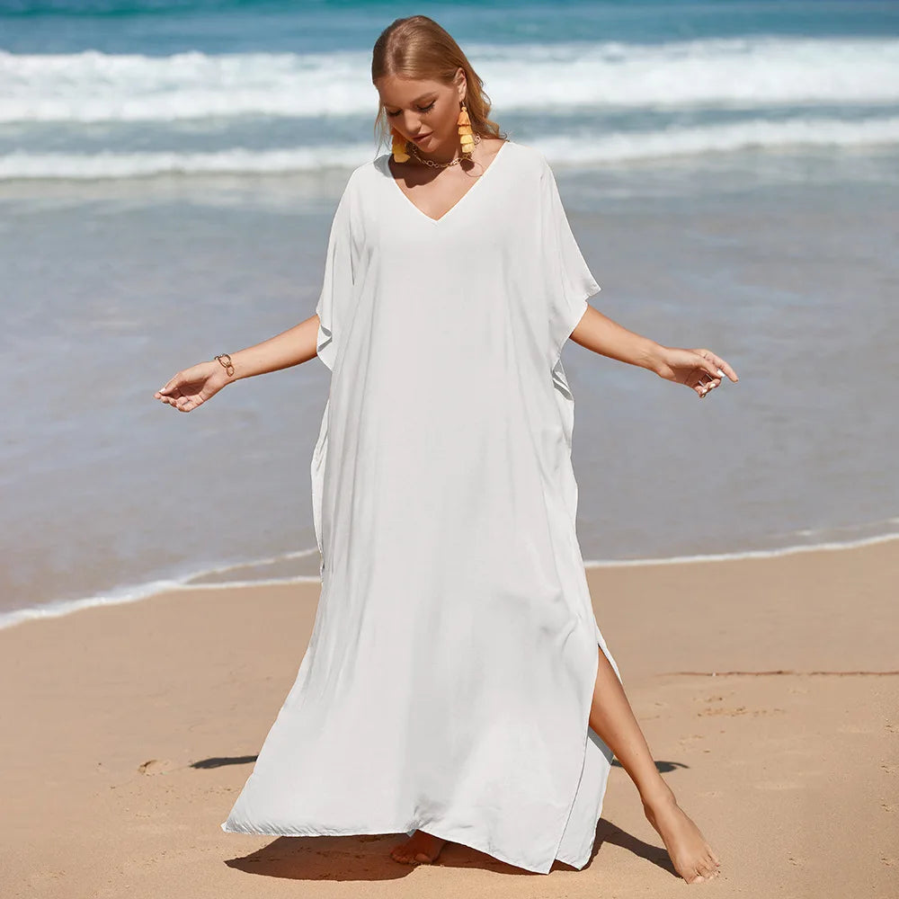 Robe de Plage Longue Cover Up - Paréo Kaftan Maxi Oversize Été