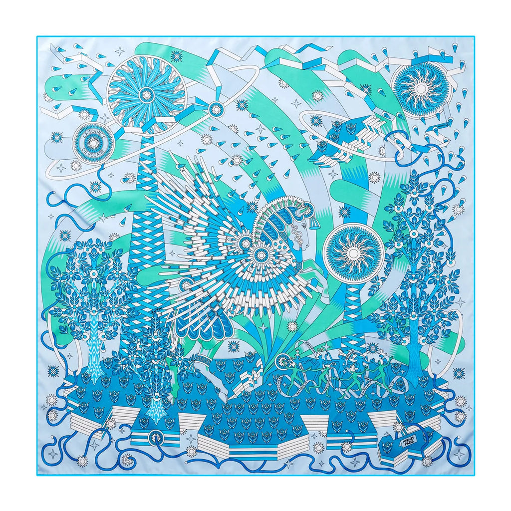 Foulard Carré Soie Twill Motif Plume 90cm — Légèreté Luxury FuturaTrend