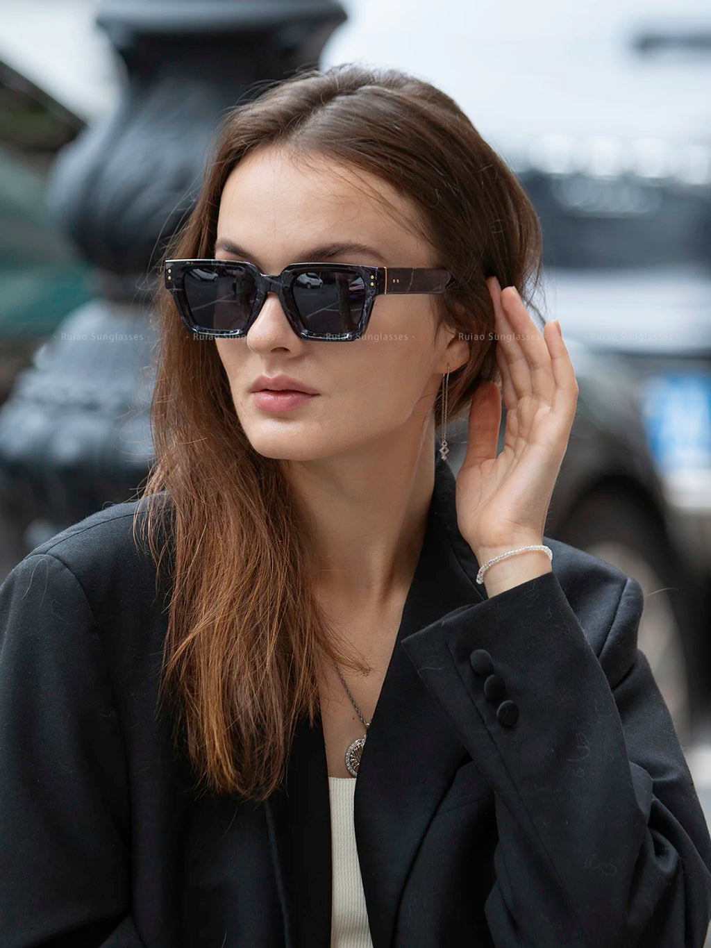 Lunettes de Soleil Carrées Homme Luxury Premium - Design Noir