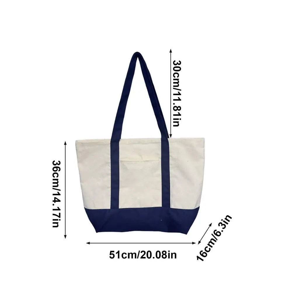 Grand Sac Tote Canvas Femme Réutilisable - Broderie Plage Voyage Gym Shopping