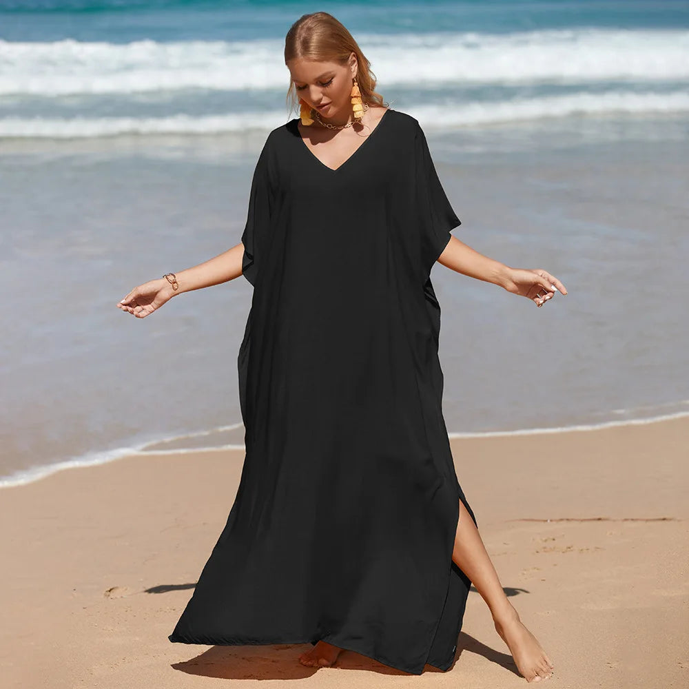 Robe de Plage Longue Cover Up - Paréo Kaftan Maxi Oversize Été