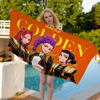 Toalla de playa de microfibra con estampado de anime Kpop de colores: secado rápido, resistente a la arena, ideal para yoga, spa y gimnasio.