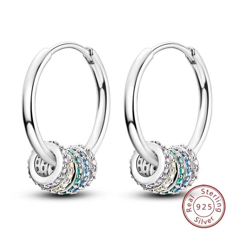 Boucles d'Oreilles Créoles Argent 925 Cristal - Design Élégant Femme
