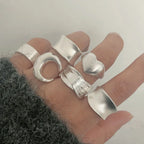 Minimalist 925 Sterling Silver Moon Ring — Handmade Couple Set