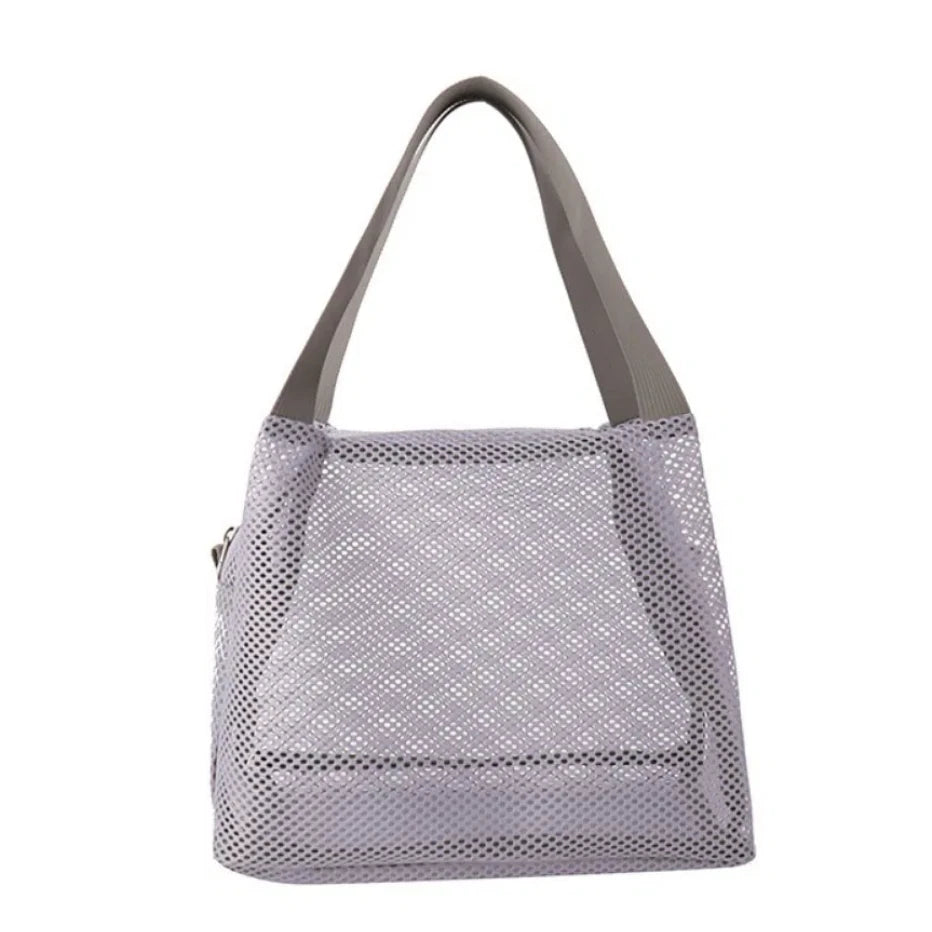Sac de Plage Mesh Filet Réutilisable - Grande Capacité Trousse Maquillage Zip