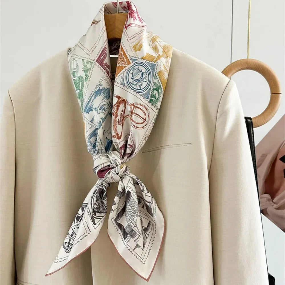 Foulard Carré Soie 100% Grand Format 88cm — Châle Écharpe Luxury Femme
