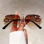 Gafas de sol de mujer sin montura oversized — Lujo Retro UV400 2025