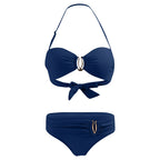 Bikini Femme Sexy Dos Nu Couleur Unie - Maillot de Bain Deux Pièces Col Halter Taille Basse Plage