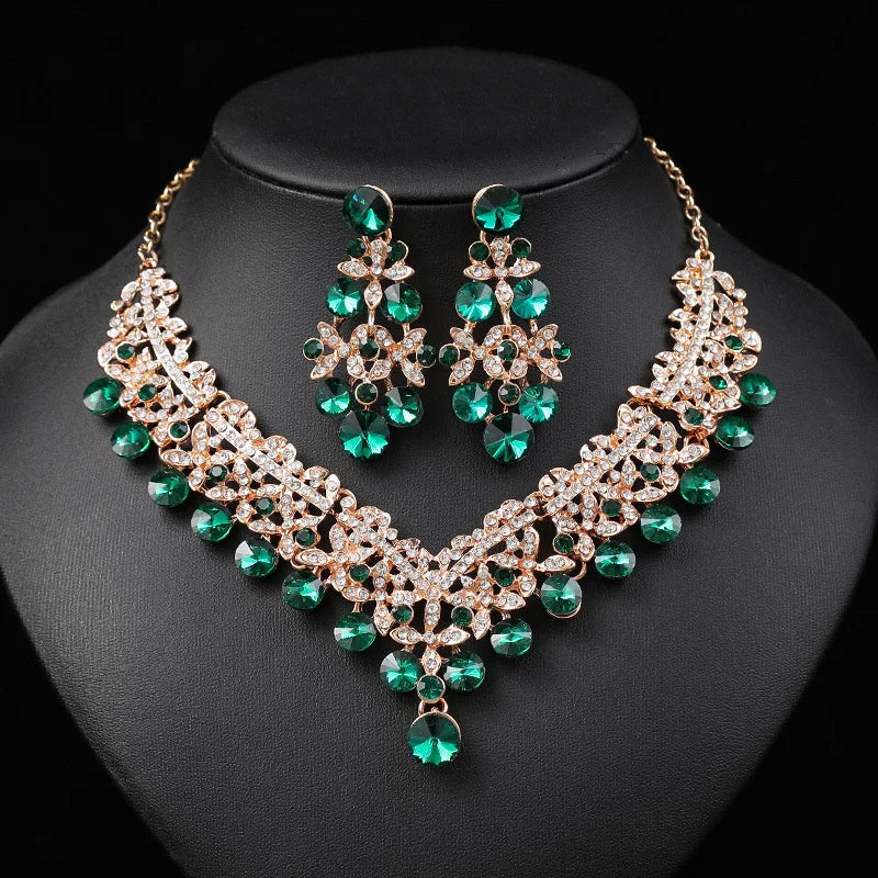 Conjunto de collar y pendientes de cristal - Elegante conjunto de boda
