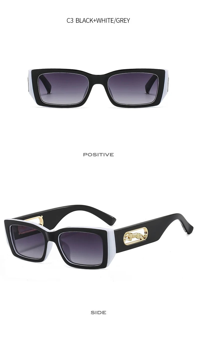 Lunettes de Soleil Rectangulaires Petites Unisexe — Vintage UV400 Travel