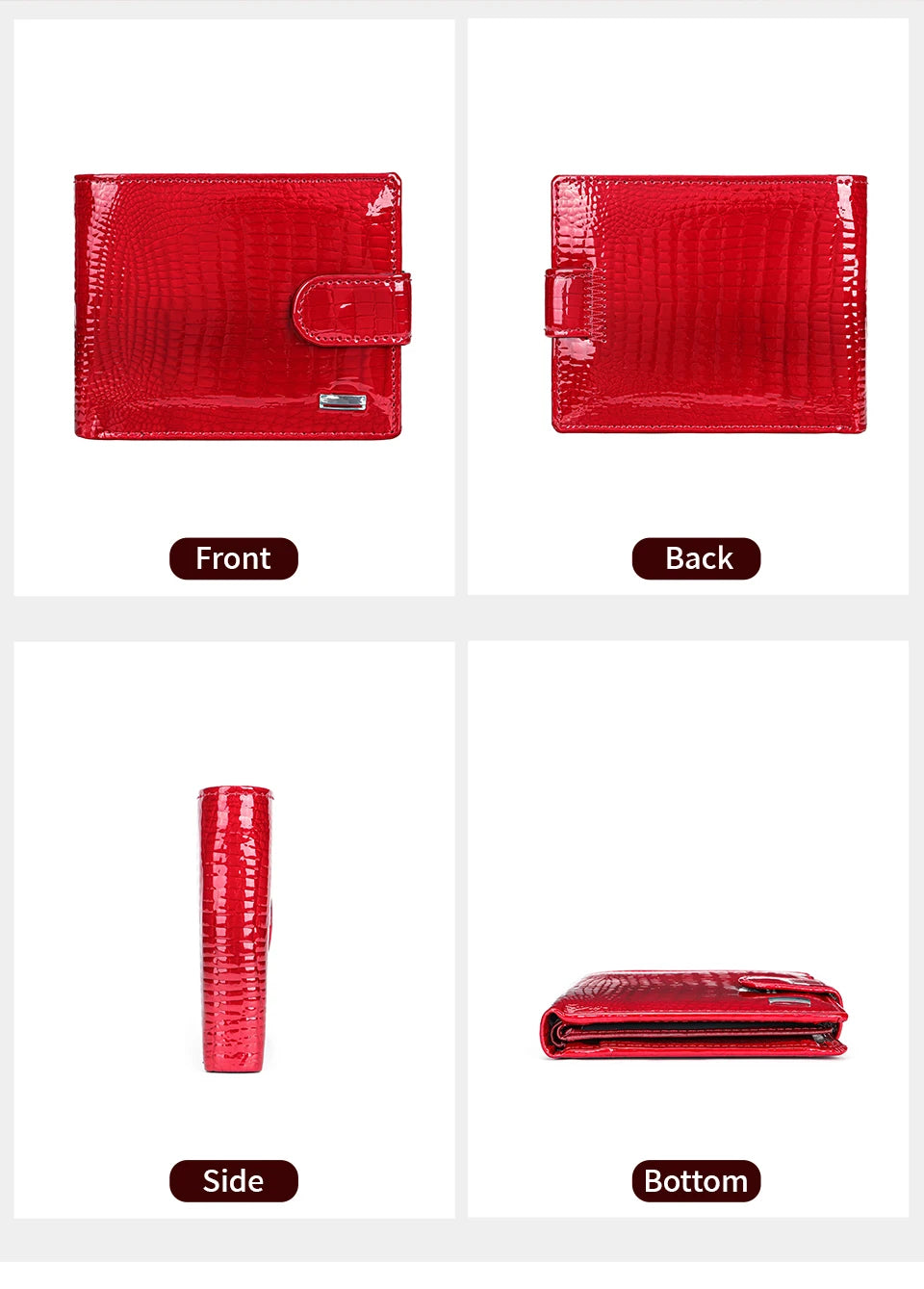 Portefeuille Femme Cuir Verni Compact — Grande Capacité Multifonction FuturaTrend