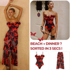 Bikini sexy push-up con estampado de lirios para mujer - Traje de baño con o sin falda de playa