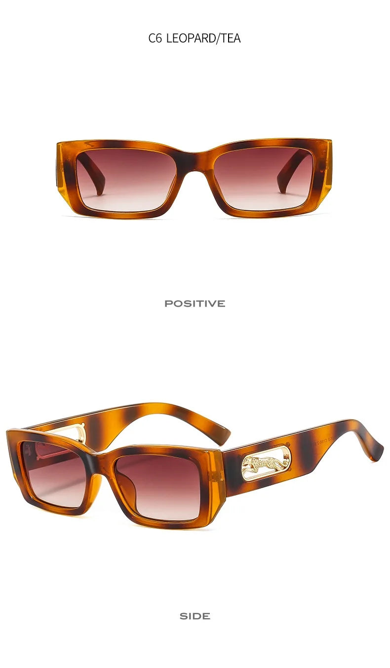 Lunettes de Soleil Rectangulaires Petites Unisexe — Vintage UV400 Travel