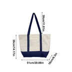 Large Reusable Canvas Tote Bag for Women - Embroidered Beach, Travel, Gym, Shopping