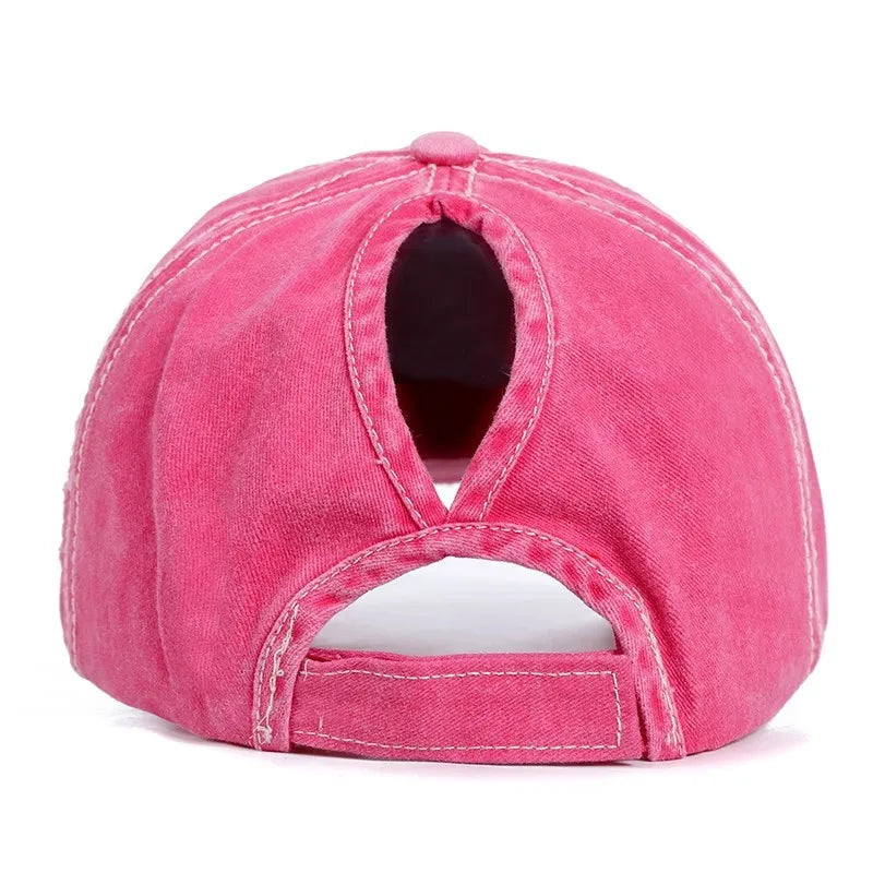 Casquette Baseball Femme Ajustable Trou Queue de Cheval - Trucker Cap Brodée Coton