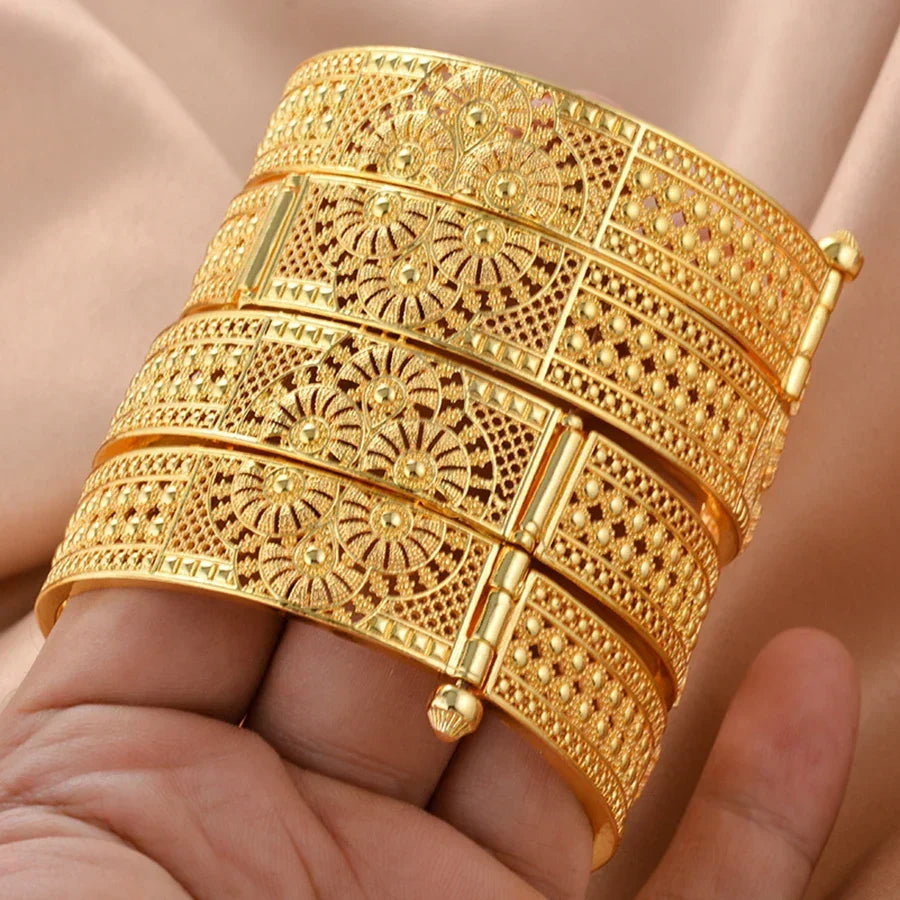 Gold-plated Ethiopian Bangles — 4-piece Bridal Jewelry Set for Women