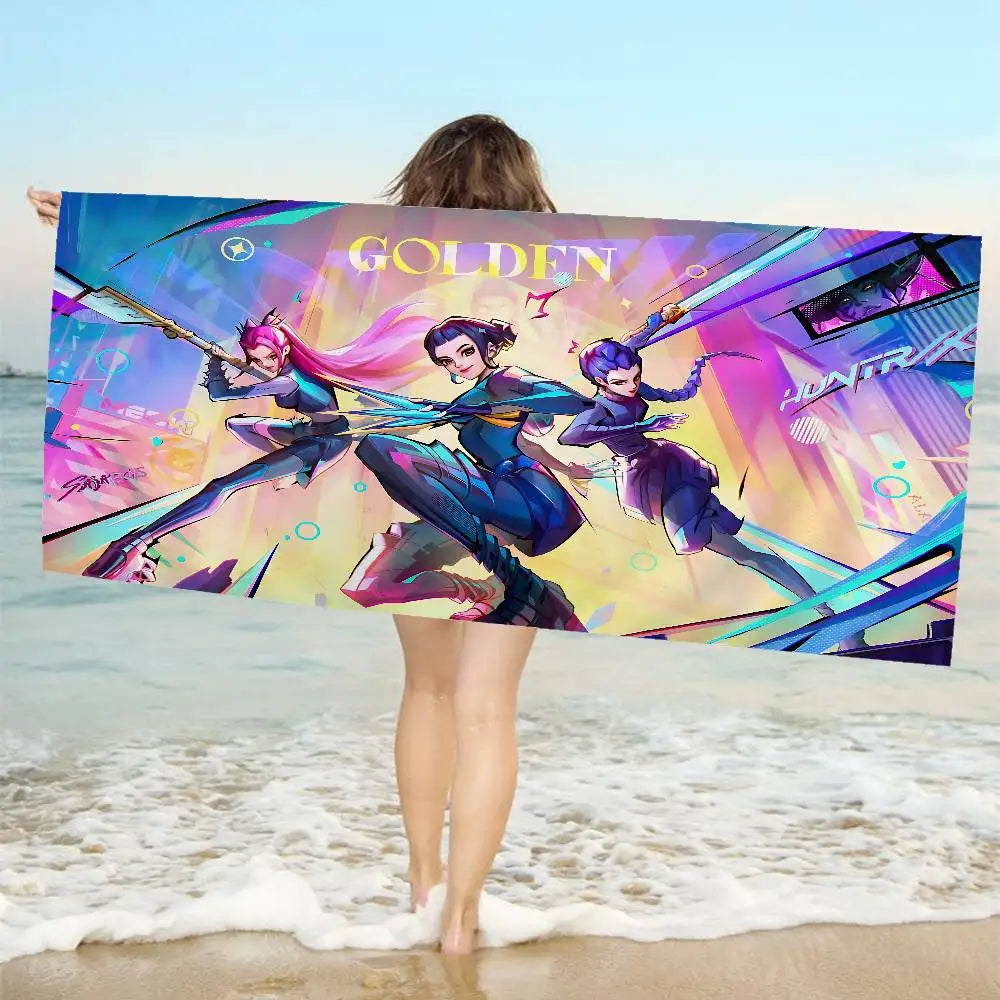 Serviette de Plage Kpop Anime Colorée Microfibre - Séchage Rapide Anti-Sable Yoga Spa Gym