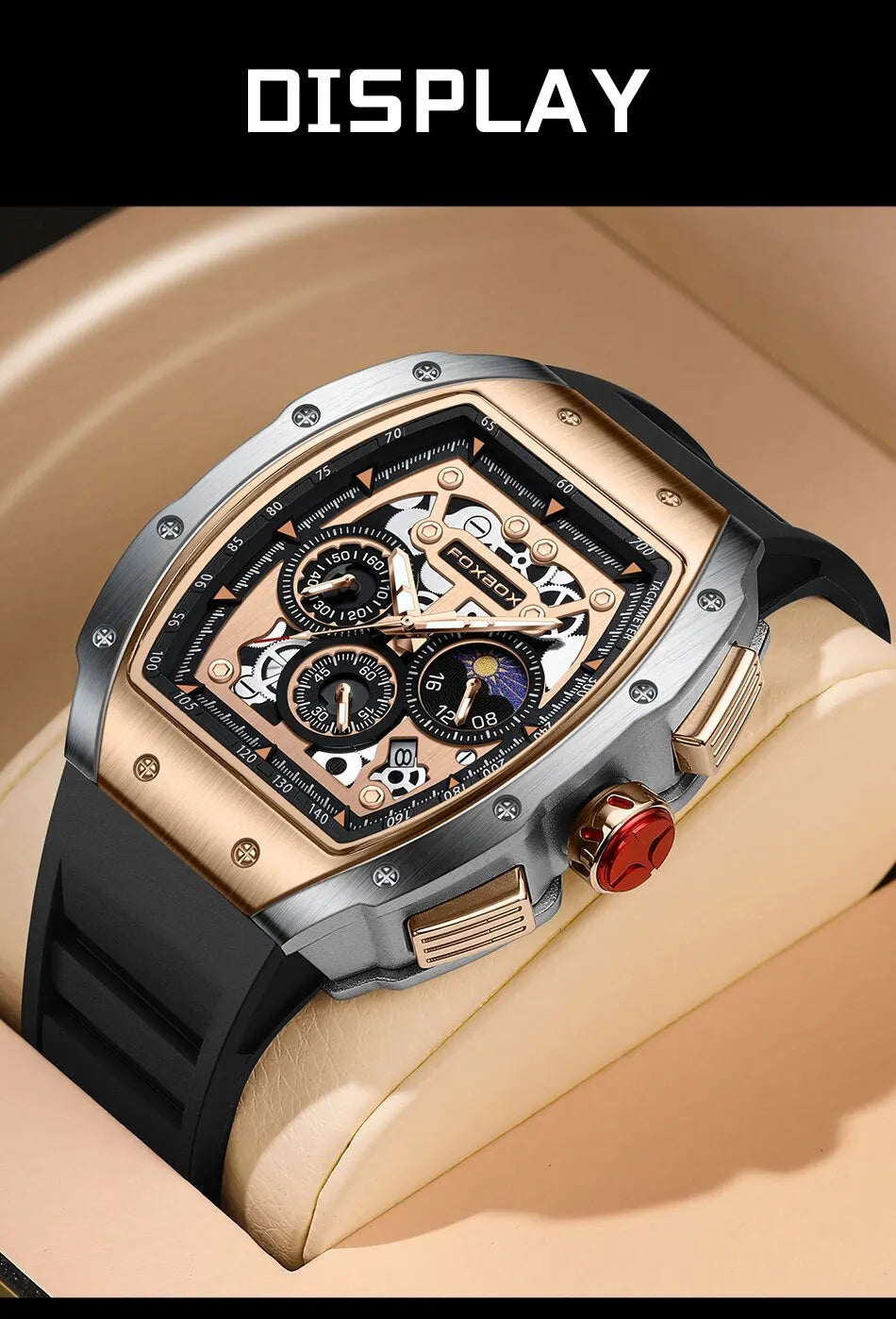 Montre Homme Sport Chronographe Waterproof — Quartz Multifonction 3ATM