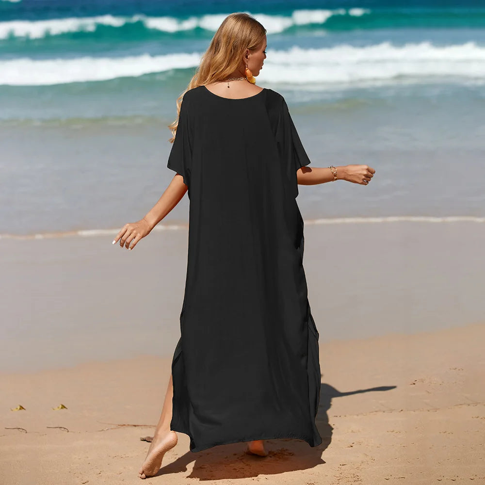 Robe de Plage Longue Cover Up - Paréo Kaftan Maxi Oversize Été