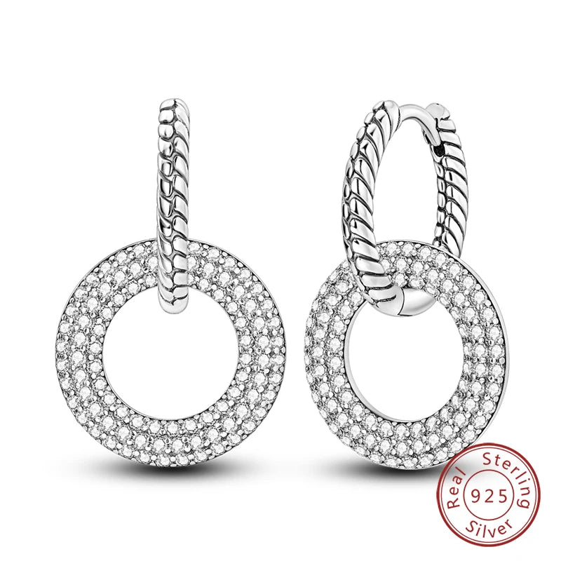 Boucles d'Oreilles Créoles Argent 925 Cristal - Design Élégant Femme