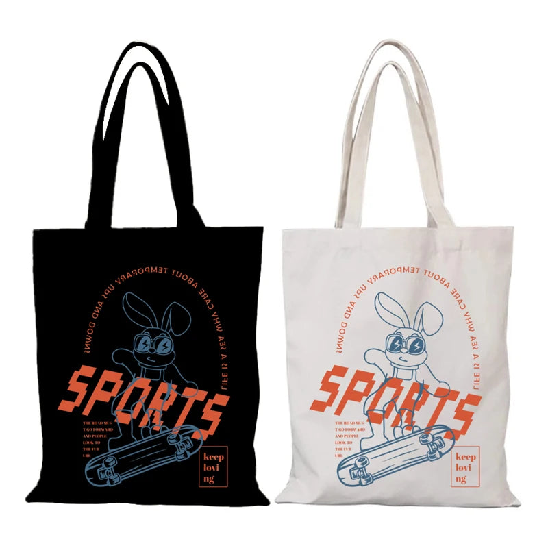 Sac Tote Canvas Mixte Motifs Animaux Mignons - Écologique Shopping Plage Épaule