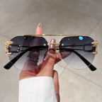 Lunettes de Soleil Femme Rimless Vintage Oversized — Luxury Fashion Élégantes