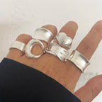 Minimalist 925 Sterling Silver Moon Ring — Handmade Couple Set