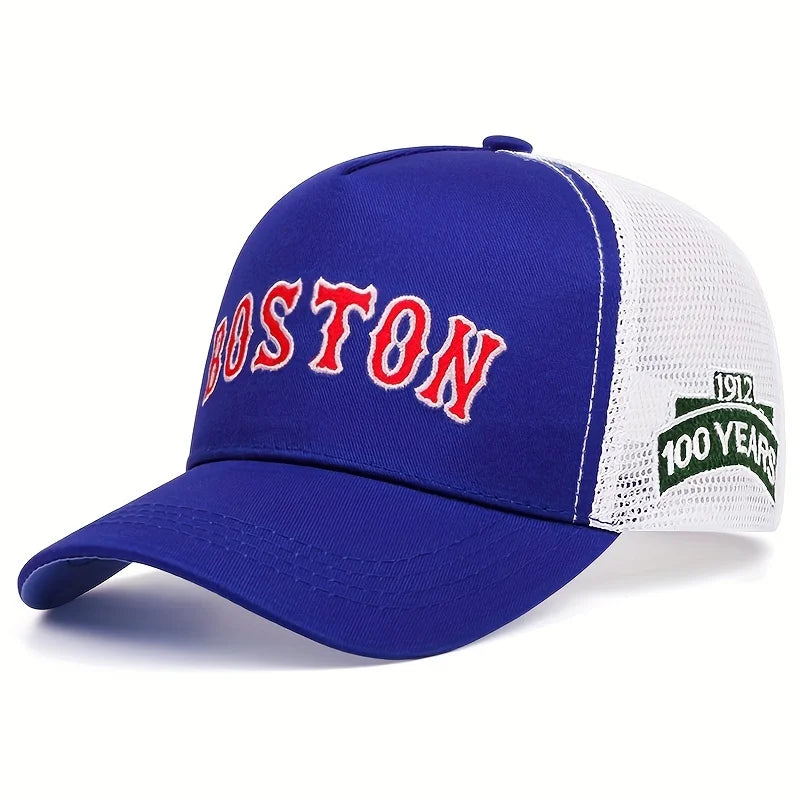 Casquette Baseball Boston Brodée 3D Trucker Cap - Filet Ajustable Unisexe Sport Outdoor
