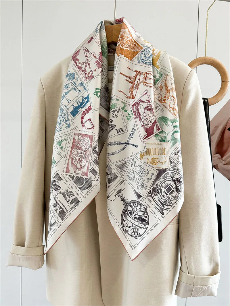 Foulard Carré Soie 100% Grand Format 88cm — Châle Écharpe Luxury Femme