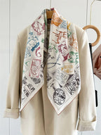 Foulard Carré Soie 100% Grand Format 88cm — Châle Écharpe Luxury Femme