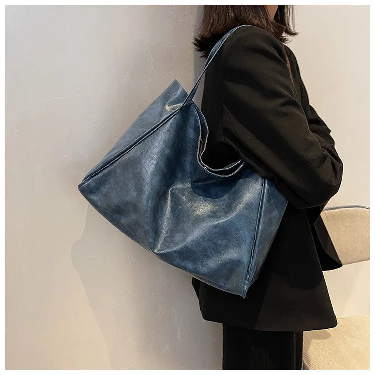 Sac Tote Femme Style Coréen Grande Capacité - Cuir Souple Épaule Rétro 2025