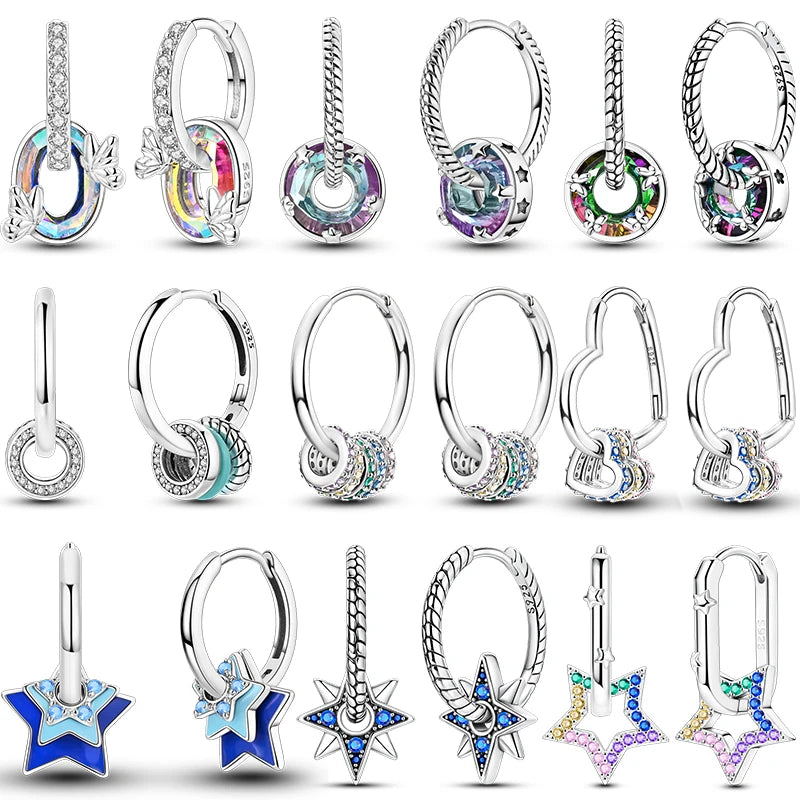 Boucles d'Oreilles Créoles Argent 925 Cristal - Design Élégant Femme